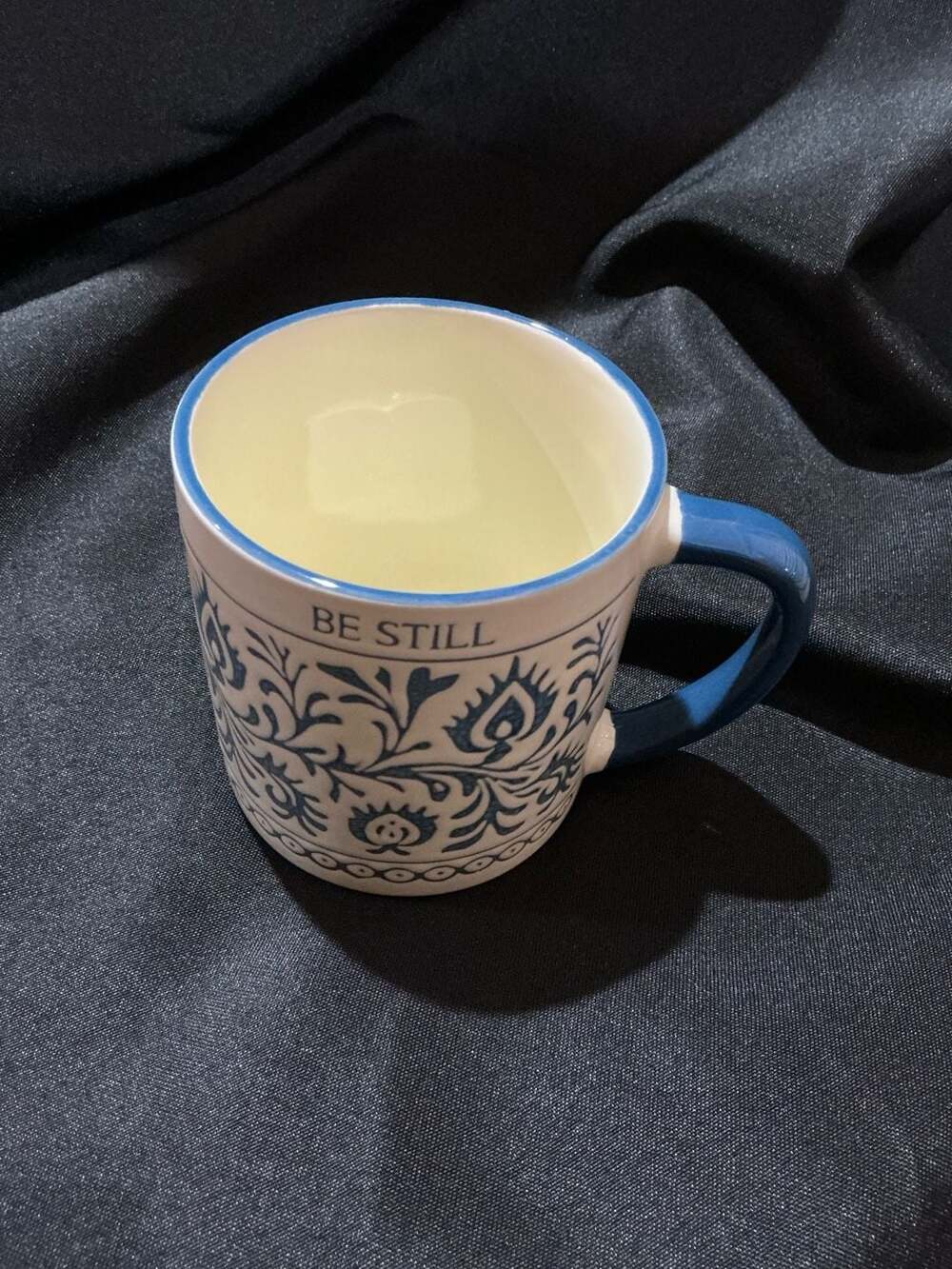 Fiddle + Fern Be Still Collection Blue and White Floral Ceramic Coffee Mug